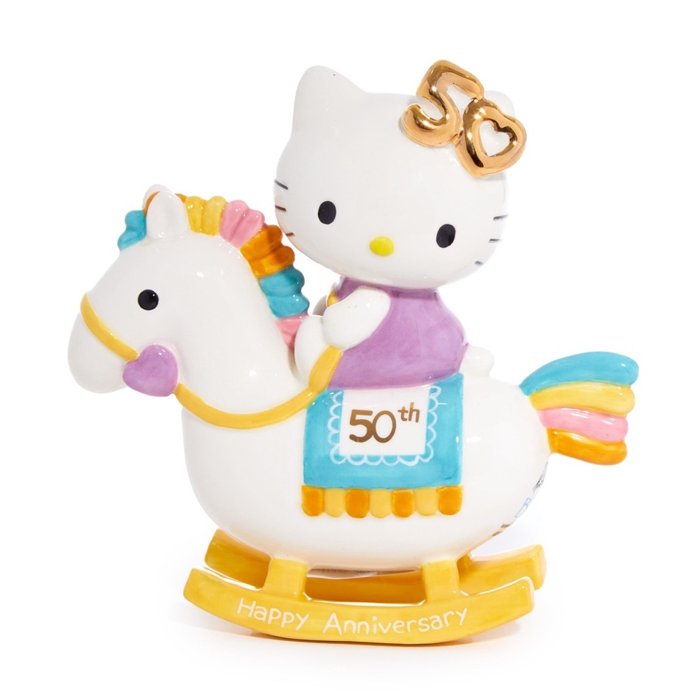 NWT Blue Sky Clayworks Hello Kitty 50th Anniversary Playful Pastel Rocking Horse